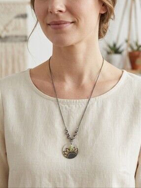 Handcrafted Sunflower and Chainmaille Pendant Necklace
